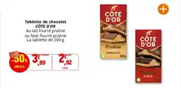 Coccinelle Supermarché Tablette de chocolat côte d'or offre