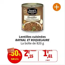 Coccinelle Supermarché Lentilles cuisinées raynal et roquelaure offre