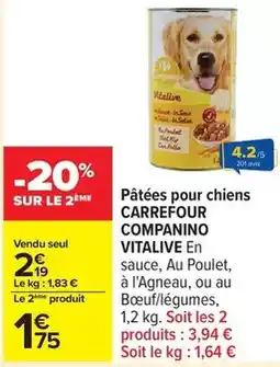 Carrefour Drive Carrefour - pâtées pour chiens companino vitalive offre