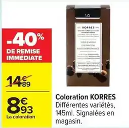 Carrefour Drive Korres - coloration offre