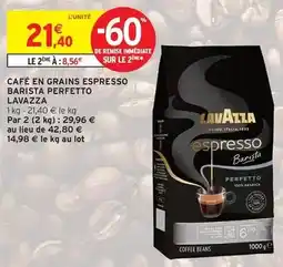 Intermarché Hyper Lavazza - café en grains espresso barista perfetto offre