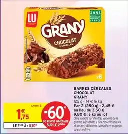 Intermarché Hyper Lu - barres céréales chocolat offre