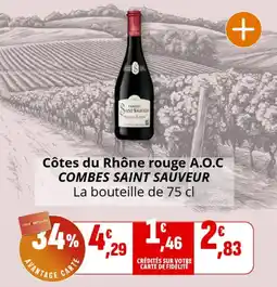 Coccinelle Supermarché Côtes du rhône rouge a.o.c combes saint sauveur offre