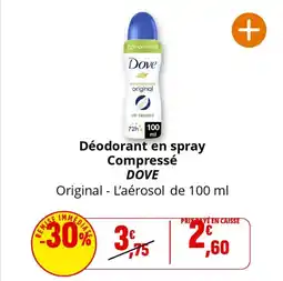 Coccinelle Supermarché Déodorant en spray compressé dove offre