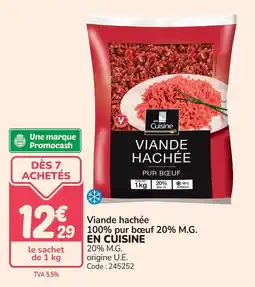 Promocash Viande hachée 100% pur bœuf 20% m.g. en cuisine offre