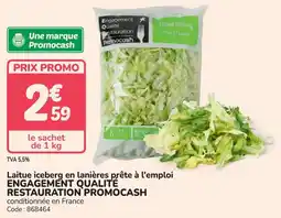 Promocash Laitue iceberg en lanières prête à l'emploi engagement qualite restauration promocash offre