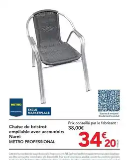 METRO Metro - chaise de bristrot empilable avec accudoirs offre
