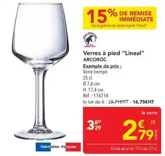 Arcoroc - verres à pied lineal