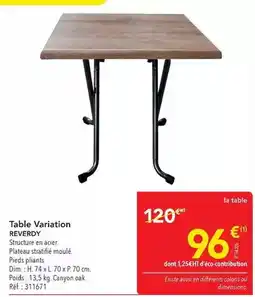 METRO Dim - table variation offre
