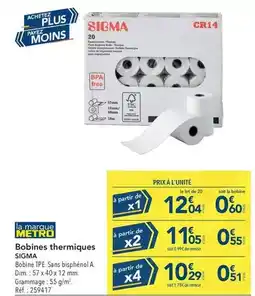 METRO Sigma - bobines thermiques offre