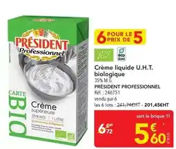 METRO Président - crème líquide u.h.t. biologique offre