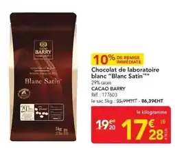 METRO Cacao barry - chocolat de laboratoire blanc offre
