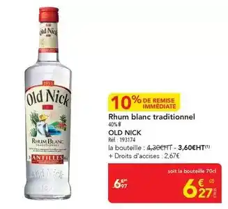Old nick - rhum blanc traditionnel