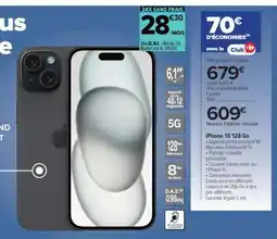 Carrefour iPhone 15 128 Go offre