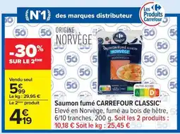Carrefour Saumon fumé CARREFOUR CLASSIC' offre