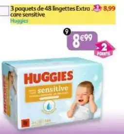 Maximo 3 paquets de 48 lingettes extra care sensitive huggies offre