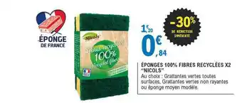 E.Leclerc éponges 100% Fibres Recyclées X2 offre