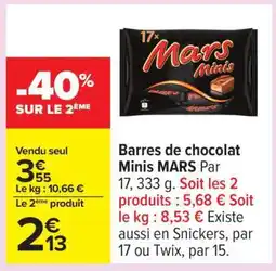 Carrefour Barres de chocolat Minis MARS offre