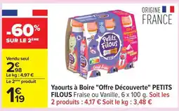 Carrefour Yaourts à boire Offre Découverte PETITS FILOUS offre