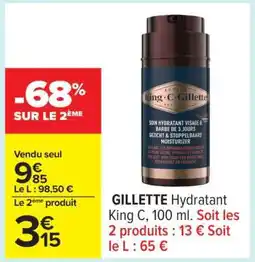 Carrefour GILLETTE Hydratant King C, 100 ml offre