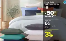 Carrefour Linge de lit Uni coton 57 fils offre