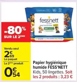 Carrefour Papier hygiénique humide FESS’NETT offre