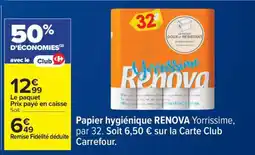 Carrefour Papier hygiénique RENOVA Yorrissime offre