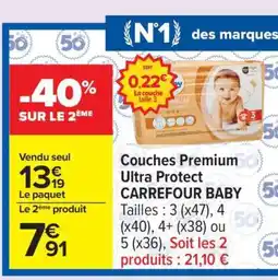 Carrefour Couches Premium Ultra Protect CARREFOUR BABY offre