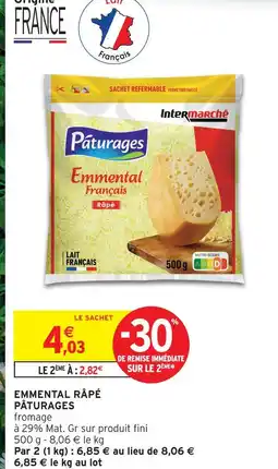 Intermarché Express Pâturages emmental râpé offre