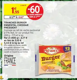 Intermarché Express Président tranches burger emmental cheddar offre