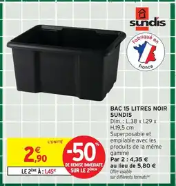 Intermarché Sundis bac 15 litres noir offre