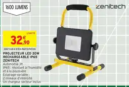 Intermarché Zenitech projecteur led 20w rechargeable ip65 offre