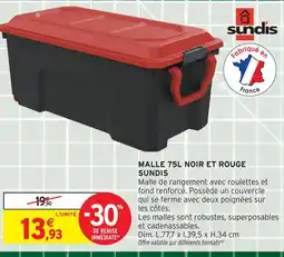 Intermarché Sundis malle 75l noir et rouge offre