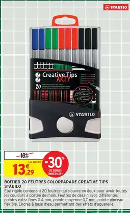 Intermarché Stabilo boîtier 20 feutres colorparade creative tips offre