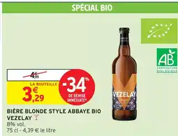 Intermarché Vezelay bière blonde style abbaye bio offre