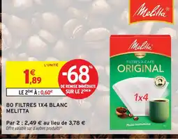 Intermarché Melitta 80 filtres 1x4 blanc offre