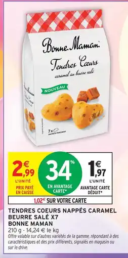 Intermarché Bonne maman tendres cœurs nappés caramel beurre salé x7 offre
