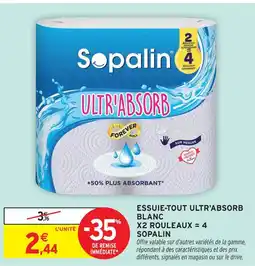 Intermarché Sopalin essuie-tout ultra'absorb blanc offre