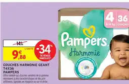 Intermarché Pampers couches harmonie geant t4x36 offre
