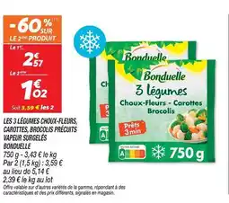 Netto Bonduelle 3 légumes choux-fleurs, carottes, brocolis précuits vapeur surgelés offre