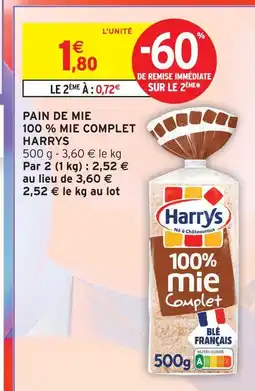 Intermarché Harrys pain de mie 100% mie complet offre