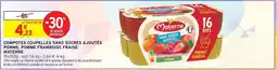 Intermarché Materne compotes coupelles sans sucres ajoutés pomme, pomme framboise fraise offre