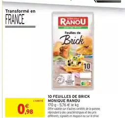 Intermarché Monique ranou 10 feuilles de brick offre