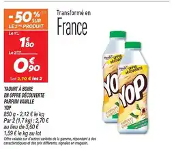 Netto Yop yaourt à boire en offre découverte parfum vanille offre