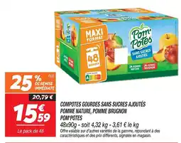 Netto Pom'potes compotes gourdes sans sucres ajoutés pomme nature offre