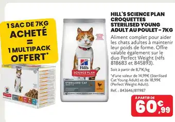 Hill's science plan croquettes sterilised young adult au poulet - 7kg