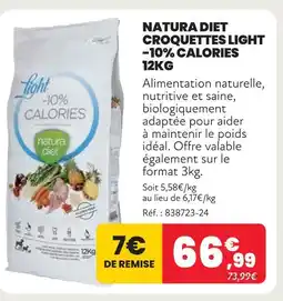Animalis Natura diet croquettes light -10% calories 12kg offre