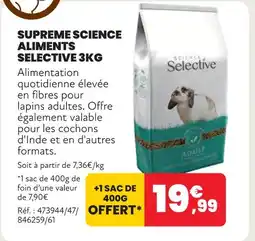 Animalis Supreme science aliments selective 3kg offre