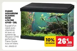 Animalis Ciano aquarium classic noir + filtre cf40 - 20l offre