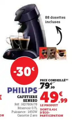 Super U Cafetiere senseo philips offre